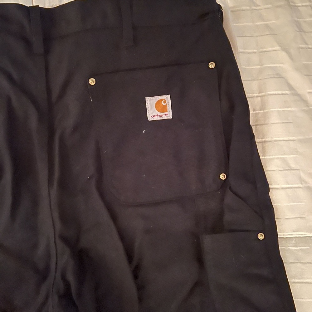 Mens Carhartt double-front work dungaree in Black || size 36 x 32